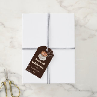 Met Zorg Gebrouwen Coffee Latte Cadeaubijschrift Cadeaulabel