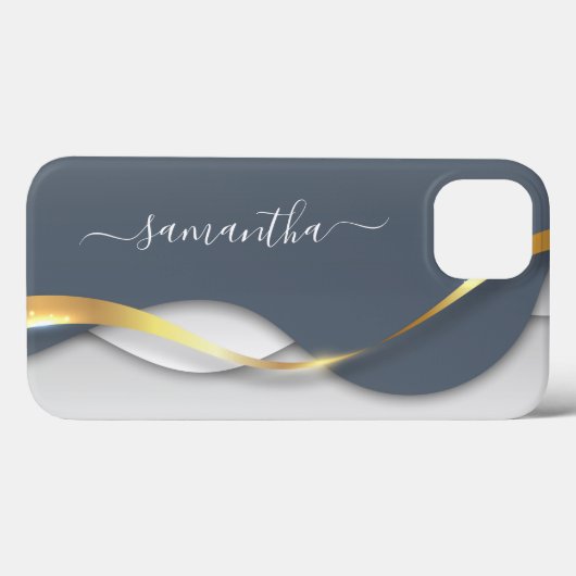 Metaal 3D-look Calligraphy Goud Monogram Golf Case-Mate iPhone Case (Achterkant (horizontaal))