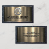 Metaal Aluminium | Metallisch Vastgoedlogo Visitekaartje (Voorkant / Achterkant)