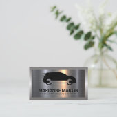 Metaal Aluminium Zilver Geborsteld | Auto Service  Visitekaartje (Staand voorkant)