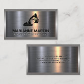 Metaal Aluminium Zilver Geborsteld | Earth Mover L Visitekaartje (Voorkant / Achterkant)