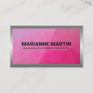 Metaal Aluminium Zilver Geborsteld Magenta Geome Visitekaartje