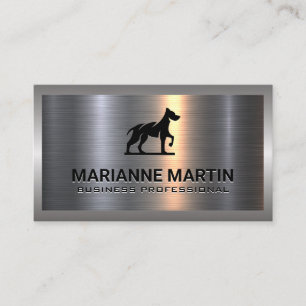 Metaal aluminiumzilver geborsteld Hond Logo Visitekaartje