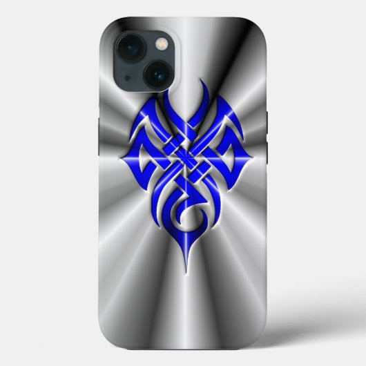 Metaal: Blauw stamstaal Case-Mate iPhone Case (Achterkant)