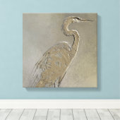 Metaal Blauwe Heron Canvas Afdruk (Insitu (Houten vloer))