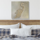 Metaal Blauwe Heron Canvas Afdruk (Insitu (Slaapkamer))