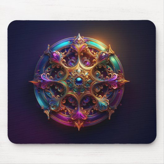 Metaal Bloem Fractal Muismat (Voorkant)