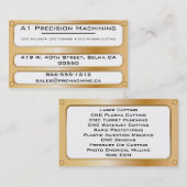 Metaal Bord en rivieren - Brass Visitekaartje (Voorkant / Achterkant)