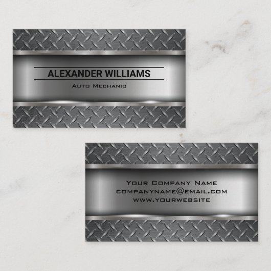 Metaal Borstelig Industrieel Diamant Gecoate Staal Visitekaartje (Voorkant / Achterkant)