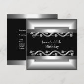 Metaal Chrome Black White Style Silver Mannen 40th Kaart (Voorkant / Achterkant)