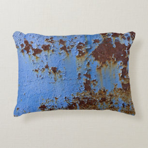 Metaal en blauwe verf textuur. accent kussen