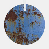 Metaal en blauwe verf textuur. glas ornament (Achterkant)