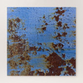 Metaal en blauwe verf textuur. legpuzzel (Horizontaal)