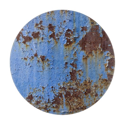Metaal en blauwe verf textuur. snijplank (Voorkant)