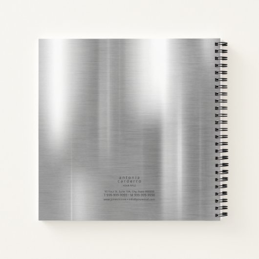 Metaal en Glitter Marble Wave Blk Silver ID808 Notitieboek (Achterkant)
