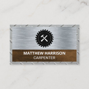 Metaal en hout Carpentry Logo Visitekaartje