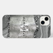 Metaal en Zilver Marmer iPhone Hoesje (Achterkant horizontaal)