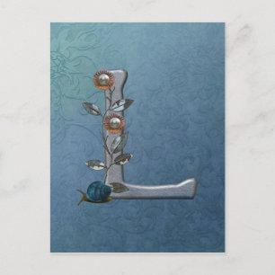 Metaal Flowers Monogram L Briefkaart