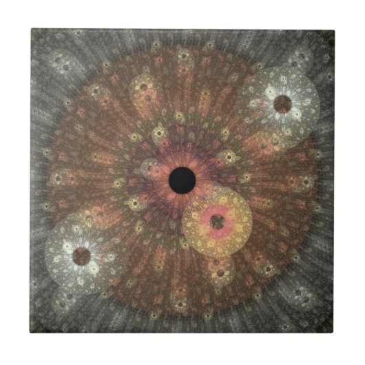 Metaal Fractal van de Vlam Tegel Tegeltje (Voorkant)