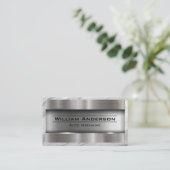 Metaal geborsteld | Marmergrens Visitekaartje (Staand voorkant)