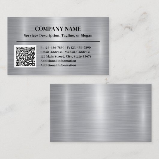 Metaal Geborsteld staal Aluminium Stijl QR Code to Visitekaartje (Voorkant / Achterkant)