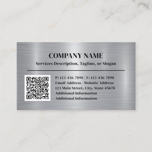 Metaal Geborsteld staal Aluminium Stijl QR Code to Visitekaartje (Voorkant)