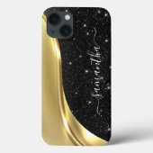 Metaal Glitter Look 3-D Gouden Monogram Golf Case-Mate iPhone Case (Achterkant)