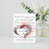 Metaal hart met Shakespeare sonnet 18 Briefkaart (Staand voorkant)