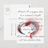 Metaal hart met Shakespeare sonnet 18 Briefkaart (Voorkant / Achterkant)