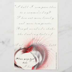 Metaal hart met Shakespeare sonnet 18 Briefpapier