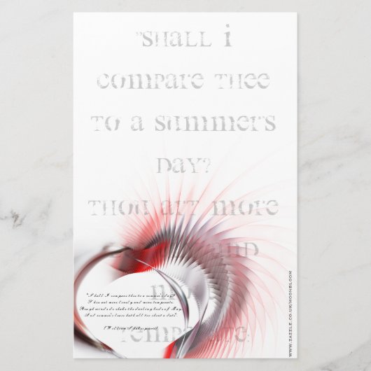 Metaal hart met Shakespeare sonnet 18 Briefpapier (Voorkant)