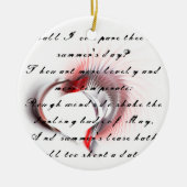 Metaal hart met Shakespeare sonnet 18 Keramisch Ornament (Voorkant)