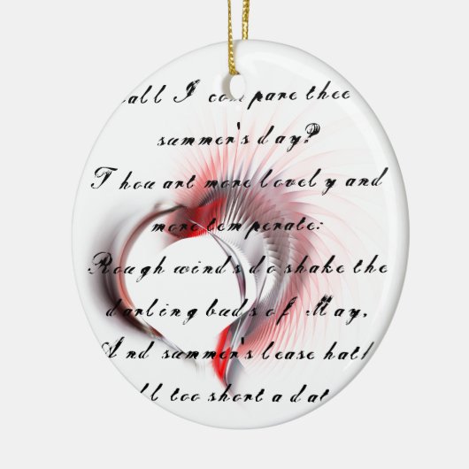 Metaal hart met Shakespeare sonnet 18 Keramisch Ornament (Links)