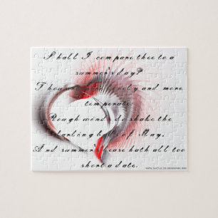 Metaal hart met Shakespeare sonnet 18 Legpuzzel
