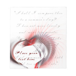 Metaal hart met Shakespeare sonnet 18 Notitieblok