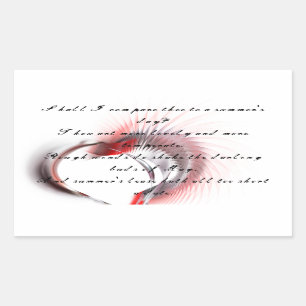 Metaal hart met Shakespeare sonnet 18 Rechthoekige Sticker