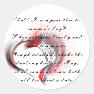 Metaal hart met Shakespeare sonnet 18 Ronde Sticker