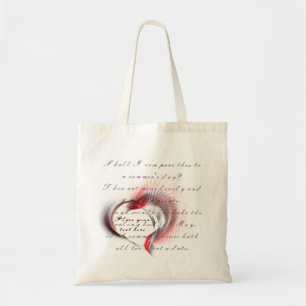 Metaal hart met Shakespeare sonnet 18 Tote Bag