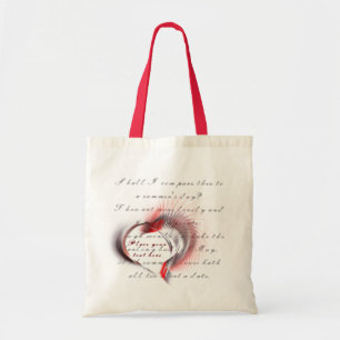 Metaal hart met Shakespeare sonnet 18 Tote Bag