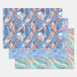 Metaal Holografisch Patroon Blauw Paars Meisjesach Inpakpapier Vel