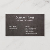 Metaal kruis op donker leder visitekaartje (Achterkant)