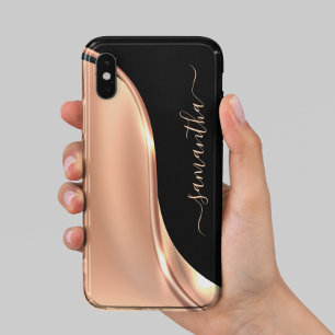 Metaal Look 3-D Roze goud Golf Naam iPhone 13 Hoesje