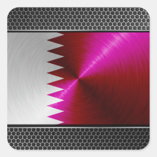 Metaal-look Qatar Vlag Vierkante Sticker
