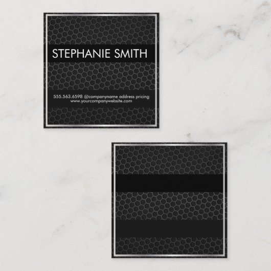 Metaal Patroon Zilveren Rand Vierkante Visitekaartje (Voorkant / Achterkant)