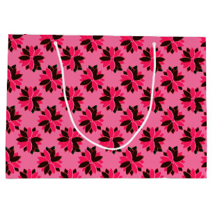 Metaal Poinsettia Flowers-9-roze-rood-GIFT BAG L Groot Cadeauzakje