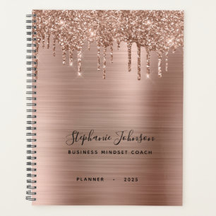 Metaal Roos Gold Glitter Drip Boss Lady Annual Planner