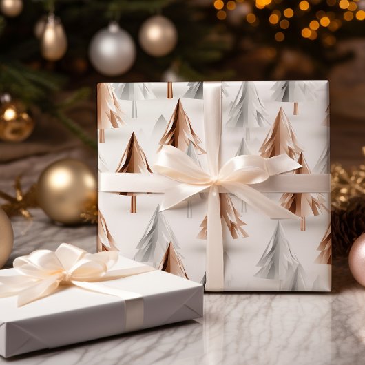 Metaal Roos Gold Platinum Silver-kerstbomen Cadeaupapier