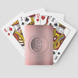 Metaal Roze Staal Gegraveerde Monogram Pokerkaarten