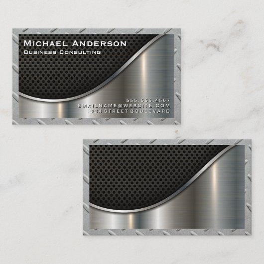 Metaal | Staal | Zwart vlees Visitekaartje (Voorkant / Achterkant)