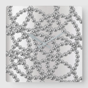 Metaal van de Juwelen van de diamant Grijze Vierkante Klok